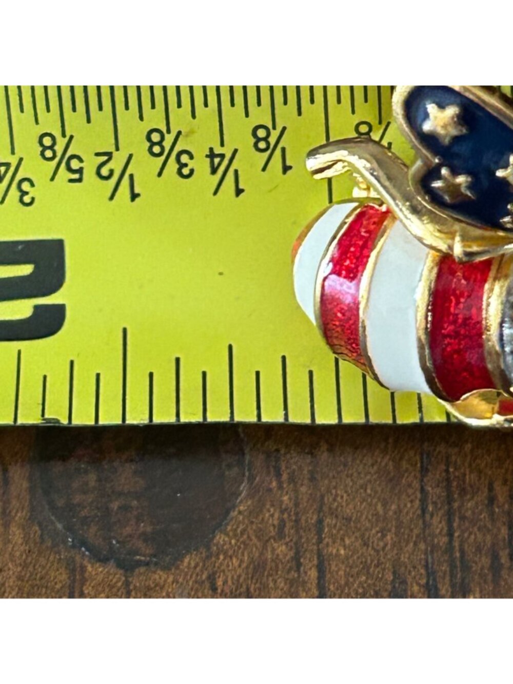 Joan Rivers Patriotic Bee Brooch Stats and Stripes Red White Blue Enamel America - Picture 12 of 12